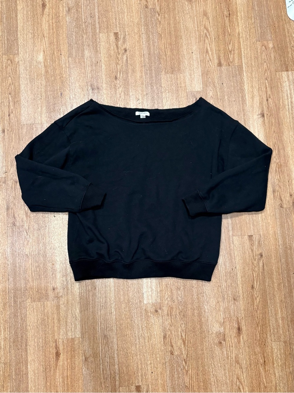 Black Wide-Neck Boatneck Sweatshirt